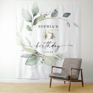 Tenture Aquarelle verte 15e anniversaire fond