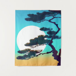 Tenture Arbre Cypress et Pleine lune
