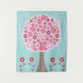 Tenture Arbre d'art peint en fleurs rose