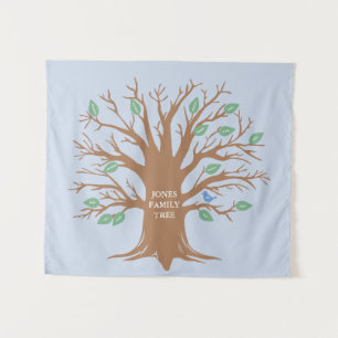 Tenture Arbre de famille personnalisé avec feuilles et ois
