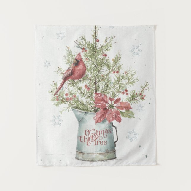 Tenture Arbre de Noël des fermiers au cardinal (Devant)