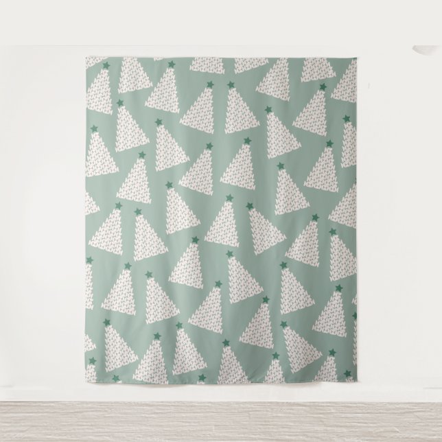 Tenture Arbre de Noël Motif Sage Green (Devant)