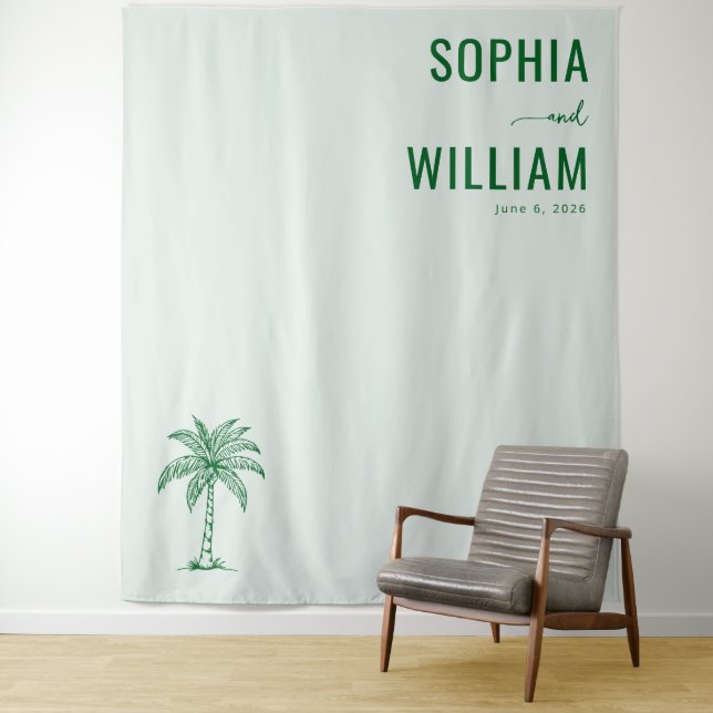 Tenture Arbre de palme menthe serein (En situation)
