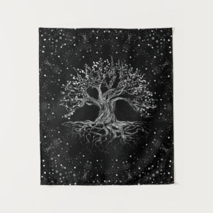 Tenture Arbre de vie en noir et blanc