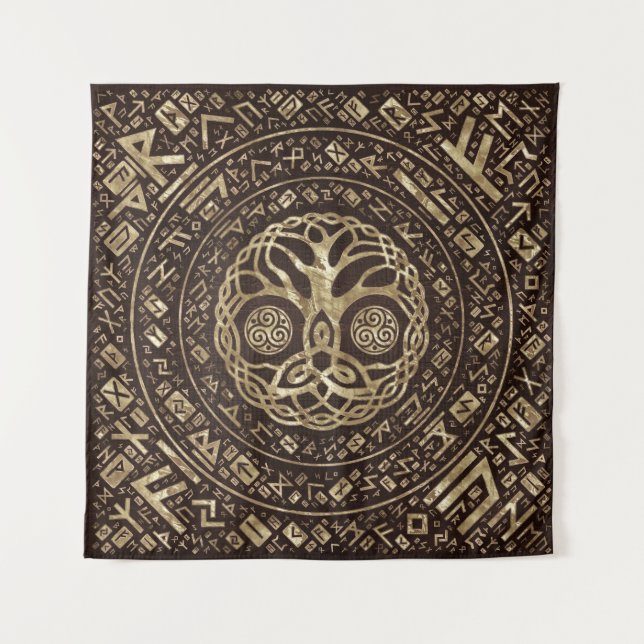 Tenture Arbre de vie - Yggdrasil avec Trinity Knot (Devant)