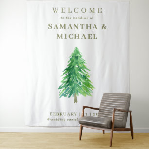 Tenture Arbre forestier Bienvenue au mariage Fleur