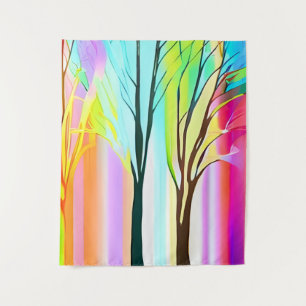 Tenture Arbres Abstraits dans les pastels multicolores