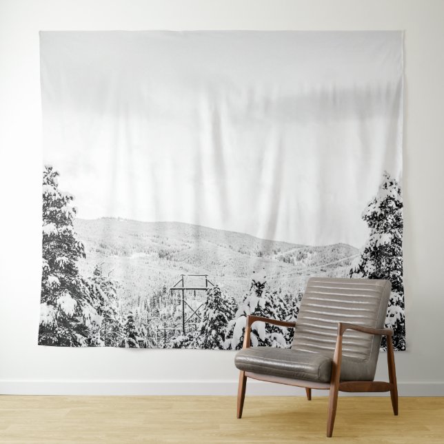 Tenture Arbres en poudre profonde // Ski noir et blanc (En situation (horizontale))
