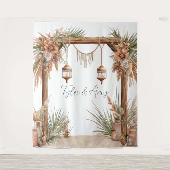 Tenture Arc floral rustique personnalisable en arrière-pla (Devant)