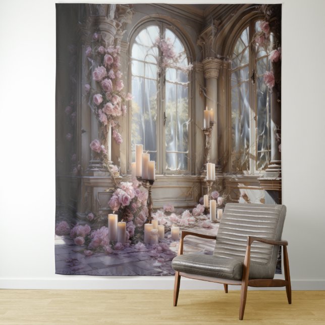 Tenture Arche florale romantique suspendue (En situation)