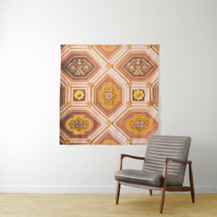 Tenture Architecture hongroise rose jaune