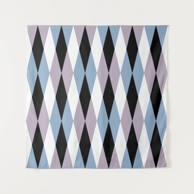 Tenture Arlequin Diamond Motif - Bleu et Dusty Lilac (Devant)