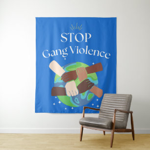 Tenture Arrêter la violence des gangs mains liées