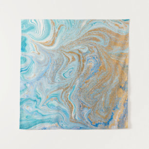 Tenture Arrière - plan acrylique en marbre, bleu avec bril