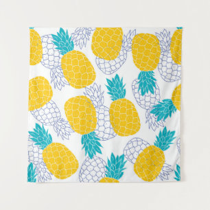 Tenture Arrière - plan blanc ananas, motif sans soudure.