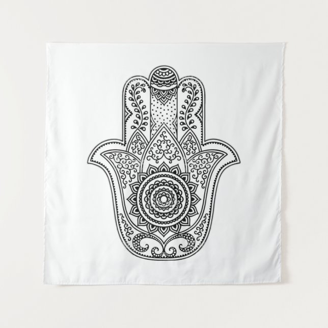 Tenture Arrière-plan blanc de design Hamsa (Devant)