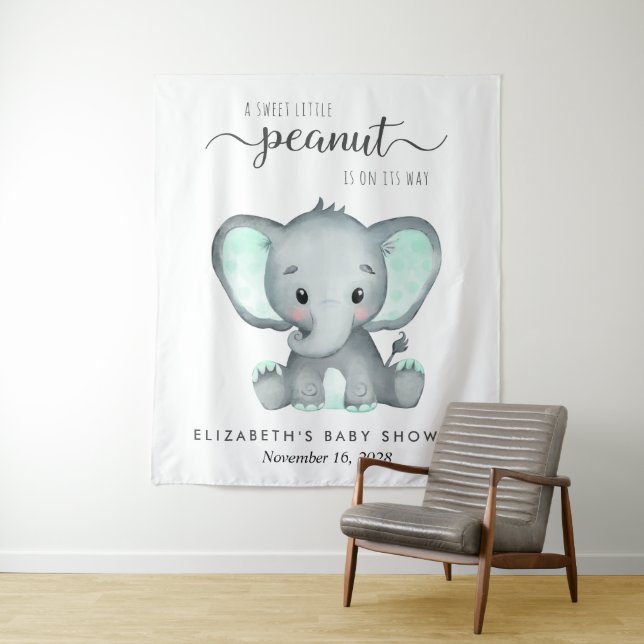 Tenture Arrière-plan du Baby shower d'aquarelle éléphant (En situation)