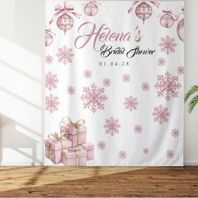 Tenture Arrière-plan du flocon rose | Fête des mariées d'h (Créateur téléchargé)