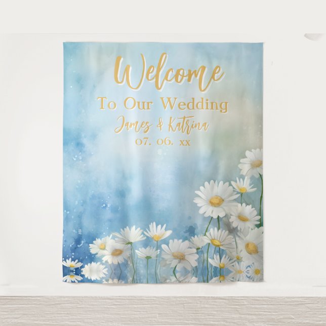 Tenture Arrière-plan du Mariage d'aquarelle florale person (Devant)