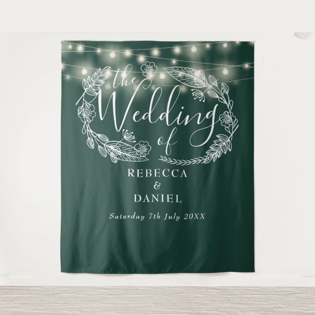 Tenture Arrière-plan Mariage Emerald Green String (Devant)