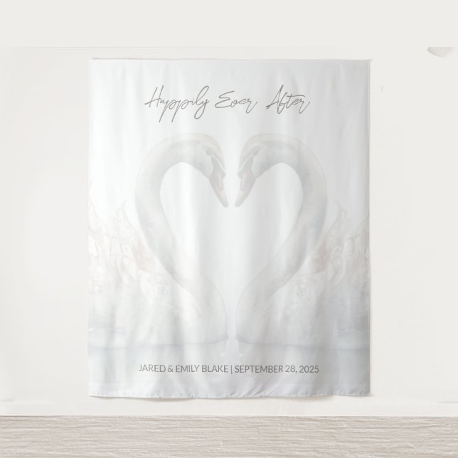 Tenture Arrière-plan Mariage Swan personnalisé (Devant)