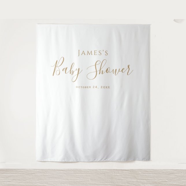 Tenture Arrière-plan minimaliste du Baby shower d'or (Devant)