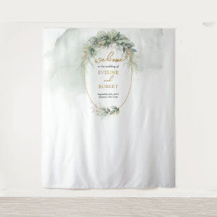 Tenture Arrière-plan ovale en feuille de verdure botanique