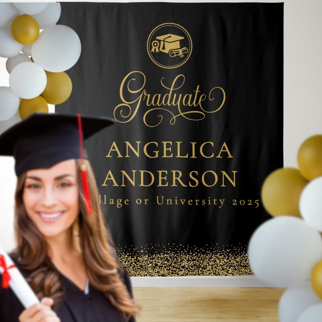 Tenture Arrière-plan photo pour la graduation en noir et o (Créateur téléchargé)
