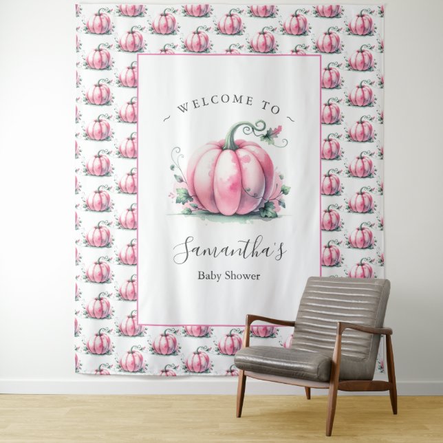 Tenture Arrière-plans photo Baby shower Citrouille rose (En situation)