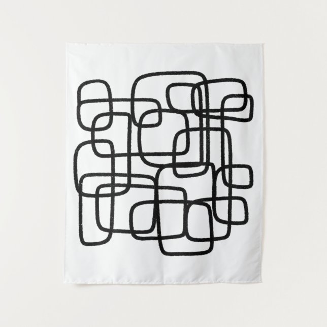 Tenture Art Abstrait Contemporain Noir Et Blanc (Devant)