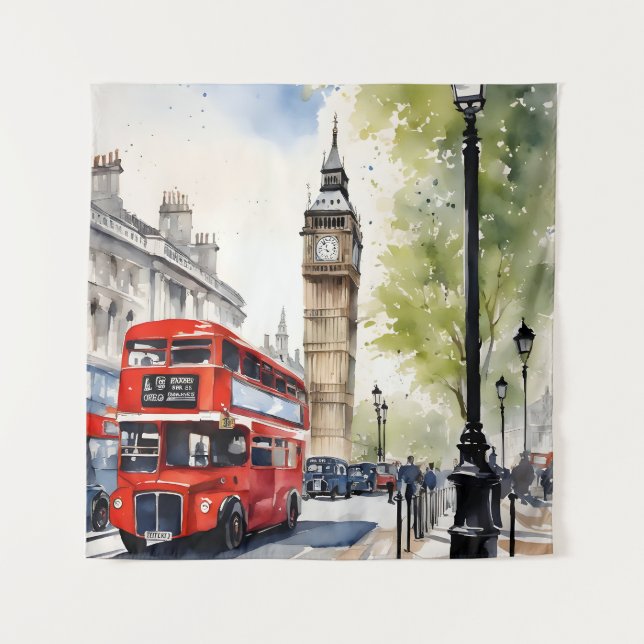 Tenture Art de l'aquarelle à Londres (Devant)