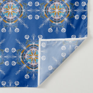 Tenture Art de mandala dessiné à la main bleu et marron bo