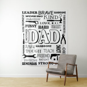 Tenture Art de mots pour papa, Cadeau pour papa, Citations