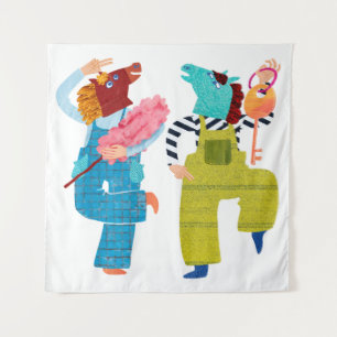 Tenture Art de personnage moderne en collage de cheval (se