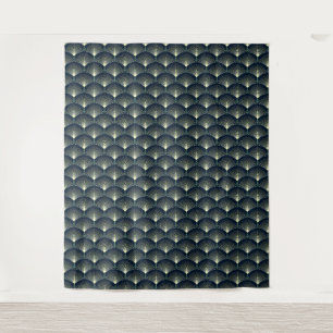 Tenture Art Déco Bleu foncé Motif géométrique élégant 