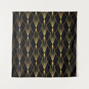 Tenture Art Déco : Noir Or sans couture luxe