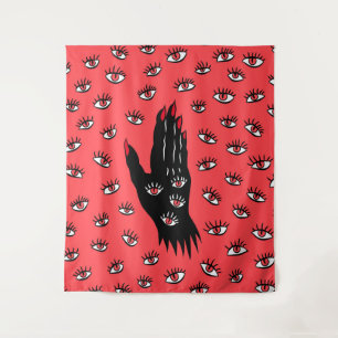 Tenture Art gothique d'Halloween - Yeux Éffrayants à main 