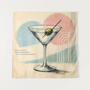 Tenture Art minimaliste pastel martini moderne du milieu d