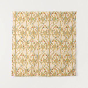 Tenture Art nouveau rétro, lignes géométriques abstraites.