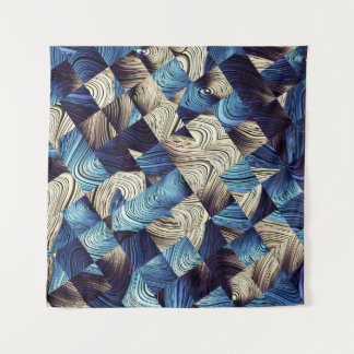Tenture Art numérique Bleu Carrés Abstraits