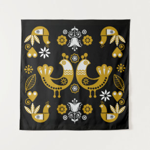 Tenture Art populaire scandinave  Oiseaux