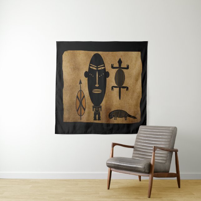 Tenture art tribal africain Abstrait (En situation (horizontale))