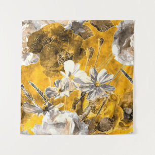 Tenture art vintage watercolor monochrome floral seamless
