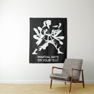 Tenture Arts martiaux avec texte personnalisé et couleur