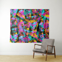 Artsy Moderne Neon Couleurs Noir Abstrait Peinture