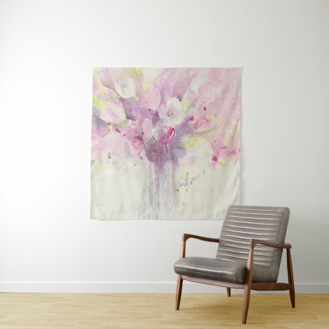 Tenture Assez au printemps bouquet rose mou de | (En situation (horizontale))