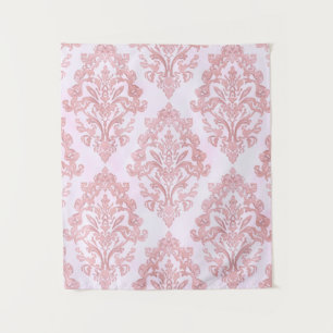 Tenture Assez en rose motif de damas victorien aquarelle