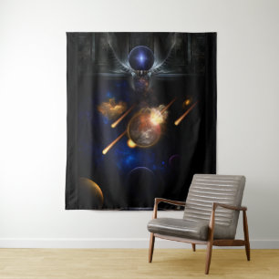 Tenture Astéroïde Apocalypse Fractage Art Spacescape
