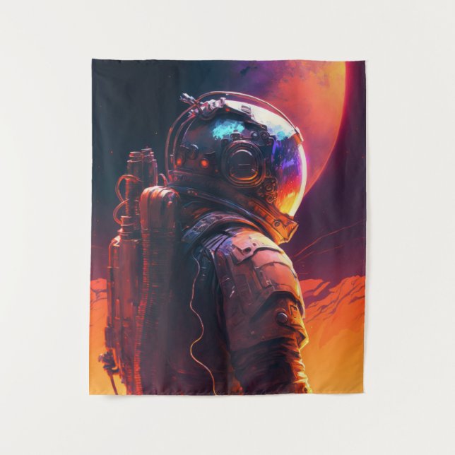Tenture Astronaut World Discovery Peinture Univers Humain (Devant)