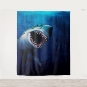 Tenture Attaque de requin Fond de photo d'océan arrière-